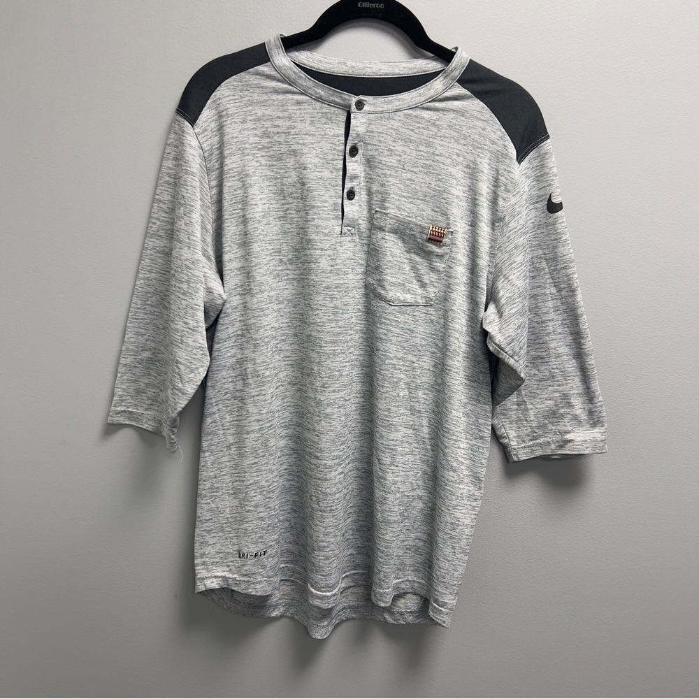 Nike Dri-Fit Florida State Seminoles 3/4 Sleeve Henley Shirt Men’s M Gray/Black